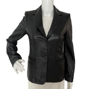 KORS Michael Kors Black Leather Classic Jacket Women Size 6P